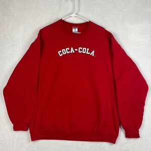 Jerzees Coca Cola Sweater Adult Extra Large Red Crewneck Long Sleeve Sweatshirt